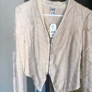 NWT haute hippie nude beige silk jacket